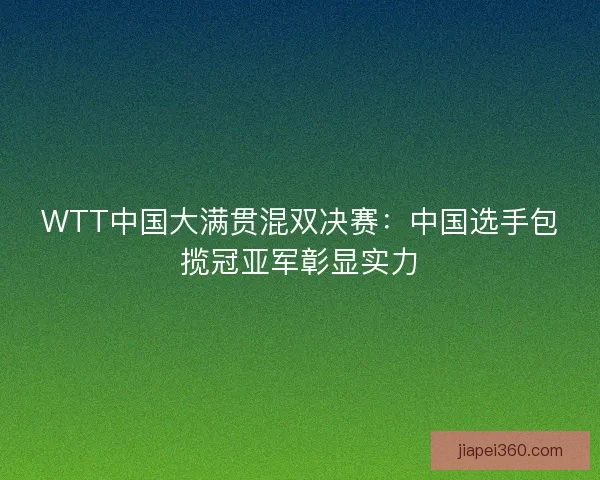 WTT中国大满贯混双决赛：中国选手包揽冠亚军彰显实力